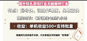 （13307期）国外知名游戏打金无脑搬砖单机收益500，每天操作七到八个小时-旺仔资源库