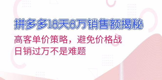 （13383期）拼多多18天8万销售额揭秘：高客单价策略，避免价格战，日销过万不是难题-旺仔资源库