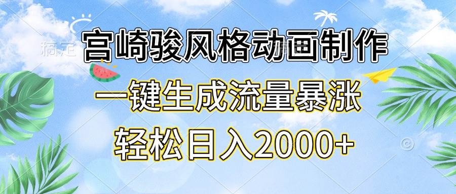 （13386期）宫崎骏风格动画制作，一键生成流量暴涨，轻松日入2000+-旺仔资源库