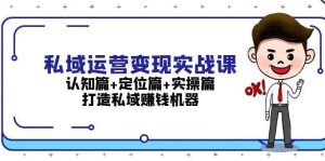 私域运营变现实战课：认知篇+定位篇+实操篇，打造私域赚钱机器-旺仔资源库