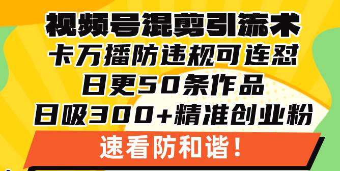 （13400期）视频号混剪引流技术，500万播放引流17000创业粉，操作简单当天学会-旺仔资源库