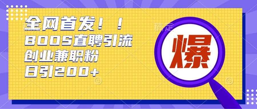 通过Boss直聘，每天轻松钓到200+多条创业大鱼的秘籍【揭秘】-旺仔资源库