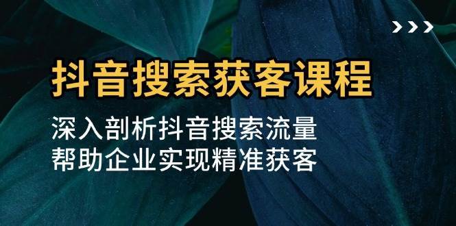 抖音搜索获客课程：深入剖析抖音搜索流量，帮助企业实现精准获客-旺仔资源库