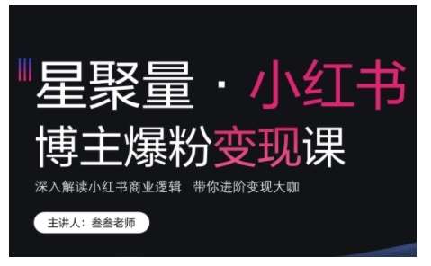 小红书博主爆粉变现课，深入解读小红书商业逻辑，带你进阶变现大咖-旺仔资源库