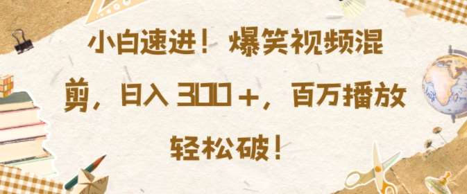 小白速进，爆笑视频混剪，日入3张，百万播放轻松破【揭秘】-旺仔资源库