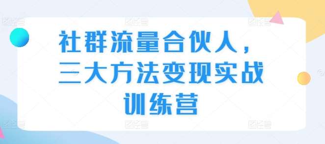 社群流量合伙人，三大方法变现实战训练营-旺仔资源库