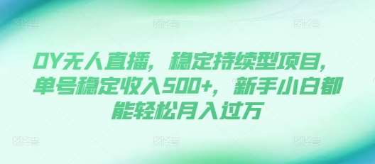 DY无人直播，稳定持续型项目，单号稳定收入500+，新手小白都能轻松月入过万【揭秘】-旺仔资源库