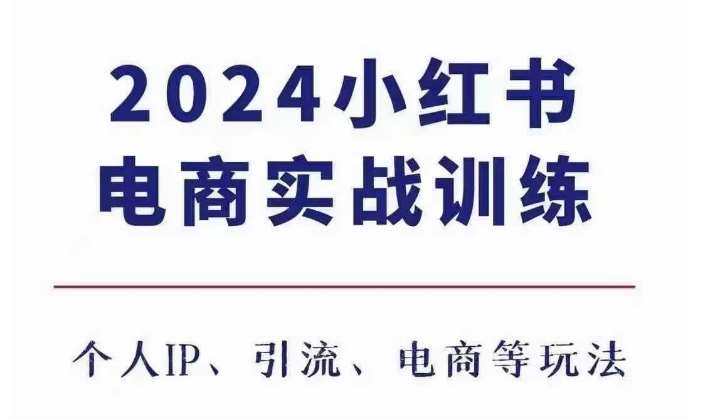 2024小红书电商3.0实战训练，包含个人IP、引流、电商等玩法-旺仔资源库