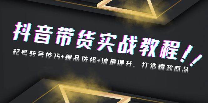 （13526期）抖音带货实战教程：起号转号技巧+爆品选择+流量提升，打造爆款商品-旺仔资源库