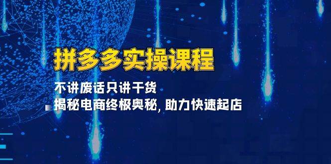 （13577期）拼多多实操课程：不讲废话只讲干货, 揭秘电商终极奥秘,助力快速起店-旺仔资源库