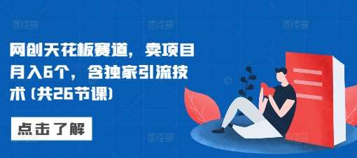 网创天花板赛道，卖项目月入6个，含独家引流技术(共26节课)-旺仔资源库