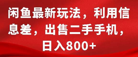 闲鱼最新玩法，利用信息差，出售二手手机，日入8张【揭秘】-旺仔资源库