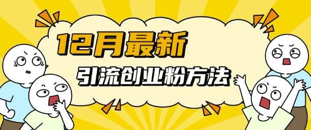 12月最新引流创业粉方法，方法非常简单，适用于多平台-旺仔资源库