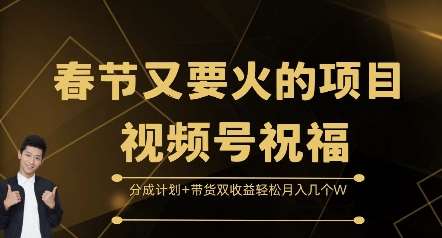 春节又要火的项目视频号祝福，分成计划+带货双收益，轻松月入几个W【揭秘】-旺仔资源库