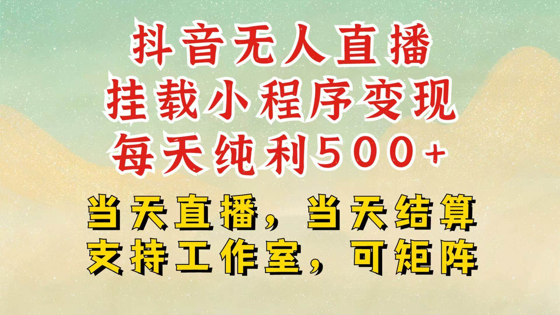 抖音无人挂机项目，轻松日入500+,挂载小程序玩法，不违规不封号，有号的一定挂起来-旺仔资源库