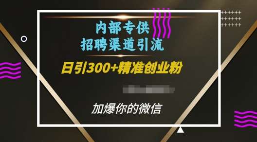 内部招聘渠道日引流300+创业粉，加爆你的微信【揭秘】-旺仔资源库