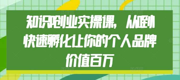 知识IP创业实操课，从0到1快速孵化让你的个人品牌价值百万-旺仔资源库