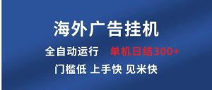 （13692期）海外广告挂机 全自动运行 单机单日300+ 日结项目 稳定运行 欢迎观看课程-旺仔资源库