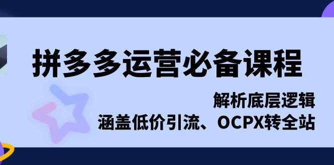 （13700期）拼多多运营必备课程，解析底层逻辑，涵盖低价引流、OCPX转全站-旺仔资源库