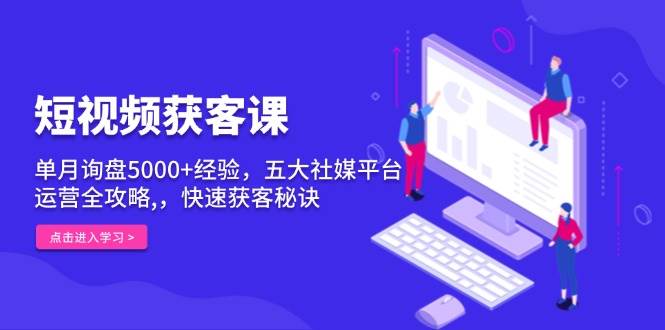 （13715期）短视频获客课，单月询盘5000+经验，五大社媒平台运营全攻略,，快速获客…-旺仔资源库