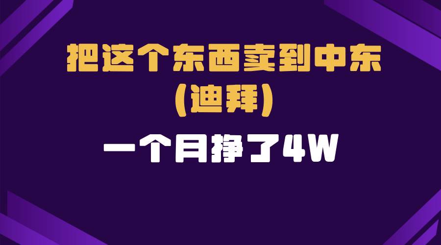 （13740期）跨境电商一个人在家把货卖到迪拜，暴力项目拆解-旺仔资源库