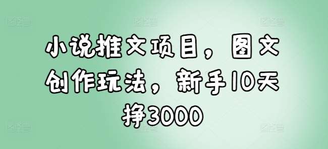 小说推文项目，图文创作玩法，新手10天挣3000-旺仔资源库