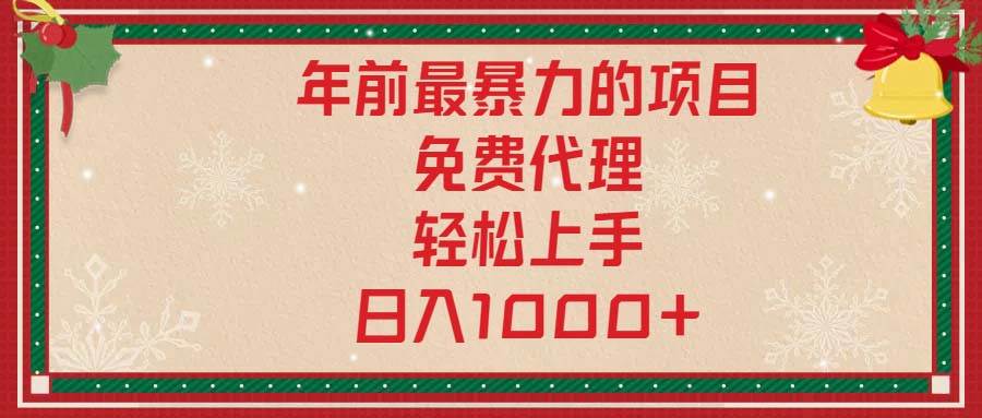 （13773期）年前最暴力的项目，免费代理，轻松上手，日入1000+-旺仔资源库