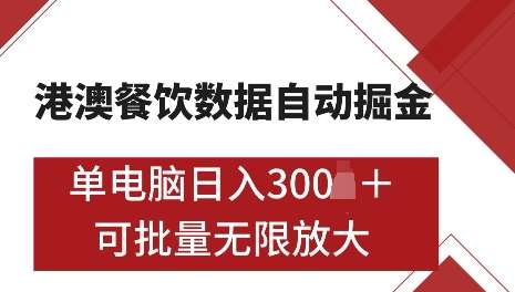 港澳数据全自动掘金，单电脑日入5张，可矩阵批量无限操作【仅揭秘】-旺仔资源库