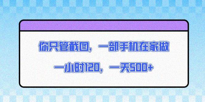 （13785期）你只管截图，一部手机在家做，一小时120，一天500+-旺仔资源库