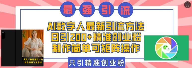 AI数字人最新引流方法，日引200+精准创业粉，制作简单可矩阵操作-旺仔资源库