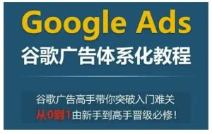Google Ads谷歌广告体系化教程，谷歌广告高手带你突破入门难关，从0到1由新手到高手晋级必修-旺仔资源库