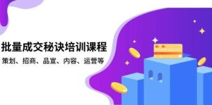 批量成交秘诀培训课程，策划、招商、品宣、内容、运营等-旺仔资源库