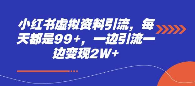 小红书虚拟资料引流，每天都是99+，一边引流一边变现2W+-旺仔资源库