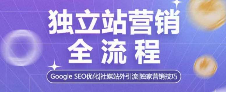 独立站营销全流程，Google SEO优化，社媒站外引流，独家营销技巧-旺仔资源库