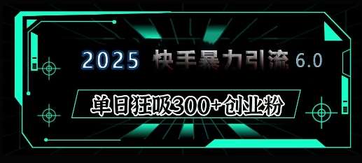 2025年快手6.0保姆级教程震撼来袭，单日狂吸300+精准创业粉-旺仔资源库