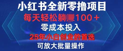 小红书全新纯零撸项目，只要有号就能玩，可放大批量操作，轻松日入100+【揭秘】-旺仔资源库