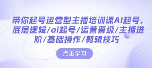 带你起号运营型主播培训课AI起号，底层逻辑/ai起号/运营晋级/主播进阶/基础操作/剪辑技巧-旺仔资源库