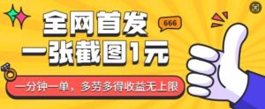全网首发,一张截图1块钱,一分钟一单,多劳多得,收益无上限-旺仔资源库