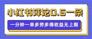 小红书留言评论,0.5元1条,一分钟一单,多劳多得,收益无上限-旺仔资源库