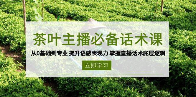 茶叶主播必备话术课 从0基础到专业 提升语感表现力 掌握直播话术底层逻辑-旺仔资源库