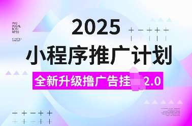 2025小程序推广计划，全新升级撸广告挂JI2.0玩法，日入多张，小白可做【揭秘】-旺仔资源库