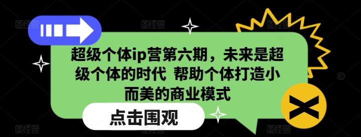 超级个体ip营第六期，未来是超级个体的时代  帮助个体打造小而美的商业模式-旺仔资源库