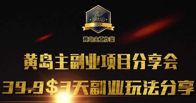 黄岛主副业分享会1期：3天3个副业玩法，速度上车-旺仔资源库