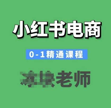 小红书电商0-1精通课程，小红书开店必学课程-旺仔资源库