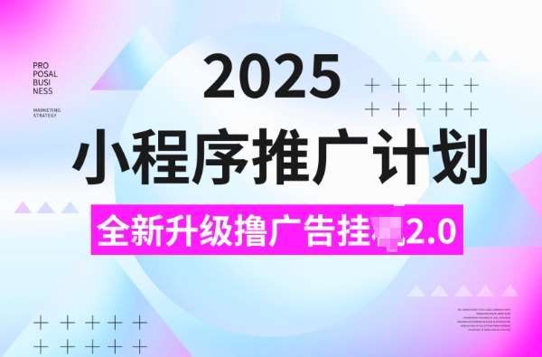 2025小程序推广计划，撸广告挂JI3.0玩法，日均5张【揭秘】-旺仔资源库