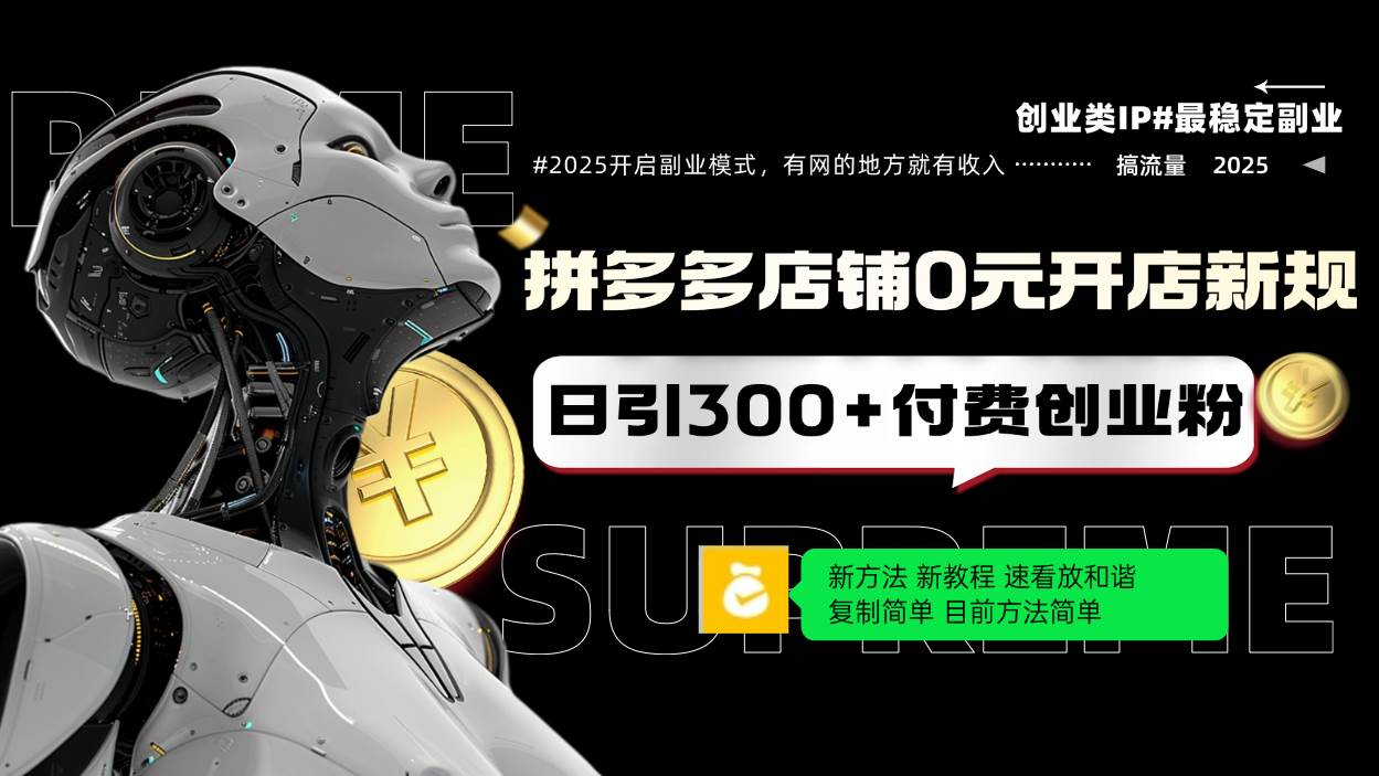 （14092期）拼多多店铺0元开店新规，日引300+付费创业粉，目前方法简单复制粘贴可矩阵-旺仔资源库