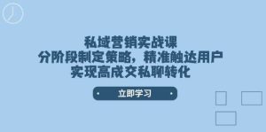 私域营销实战课，分阶段制定策略，精准触达用户，实现高成交私聊转化-旺仔资源库