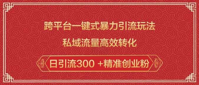 跨平台一键式暴力引流玩法，私域流量高效转化日引流300 +精准创业粉-旺仔资源库