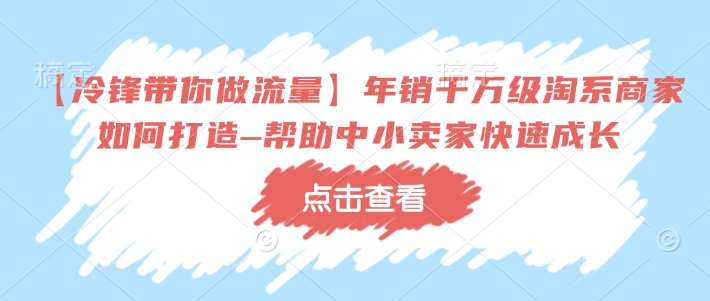 【冷锋带你做流量】年销千万级淘系商家如何打造–帮助中小卖家快速成长-旺仔资源库