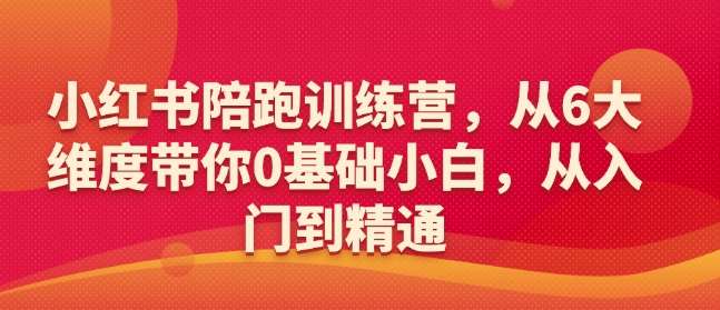 小红书陪跑训练营，从6大维度带你0基础小白，从入门到精通-旺仔资源库